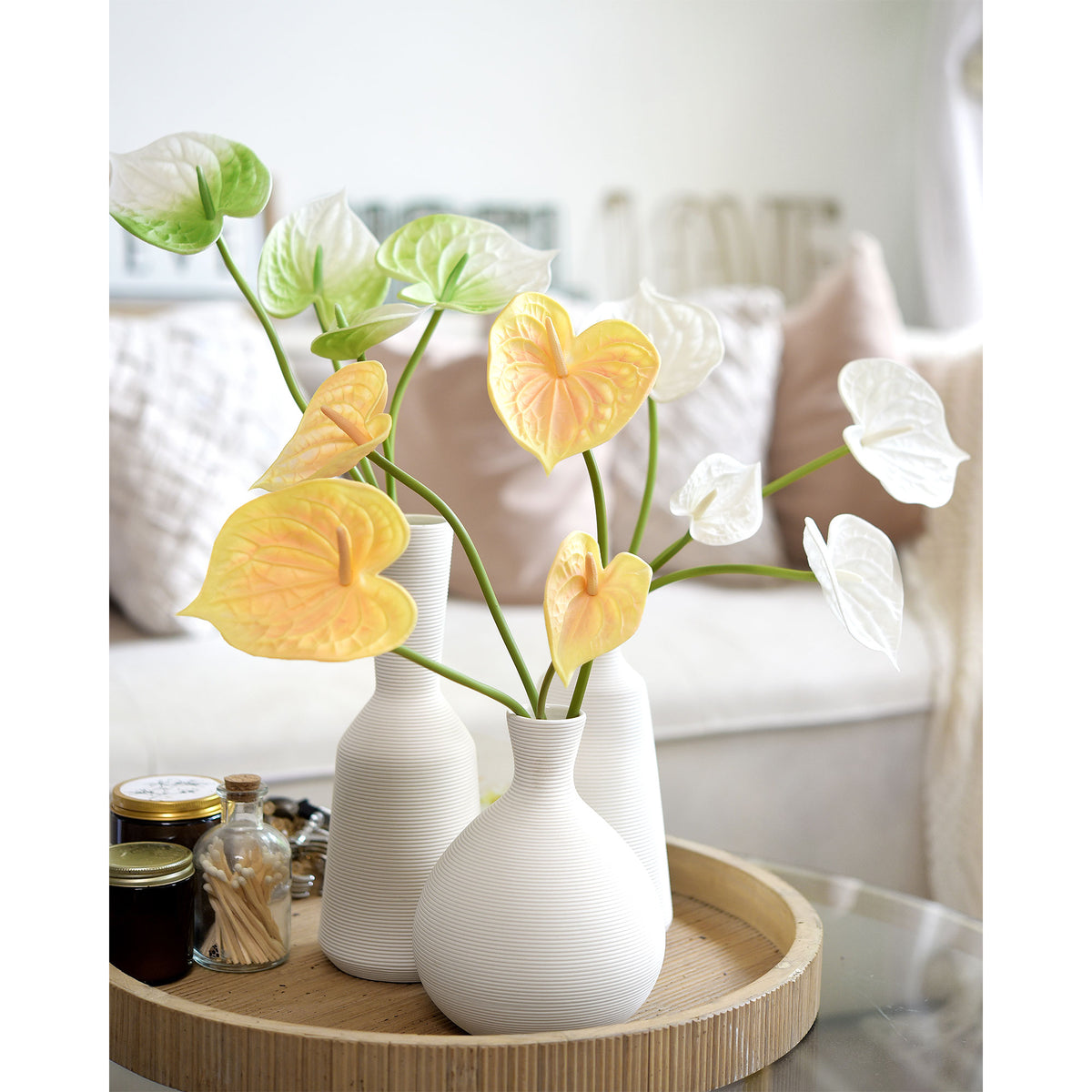 Anthurium Flower 'Peach Yellow' Real Touch Artificial Flowers, 16.5” 4 –  FiveSeasonStuff