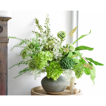 Elegant Green Artificial Bouquet – Hydrangea, Roses, Camellia, Baby's Breath & More for Home Décor, Weddings, Centerpieces, and Events
