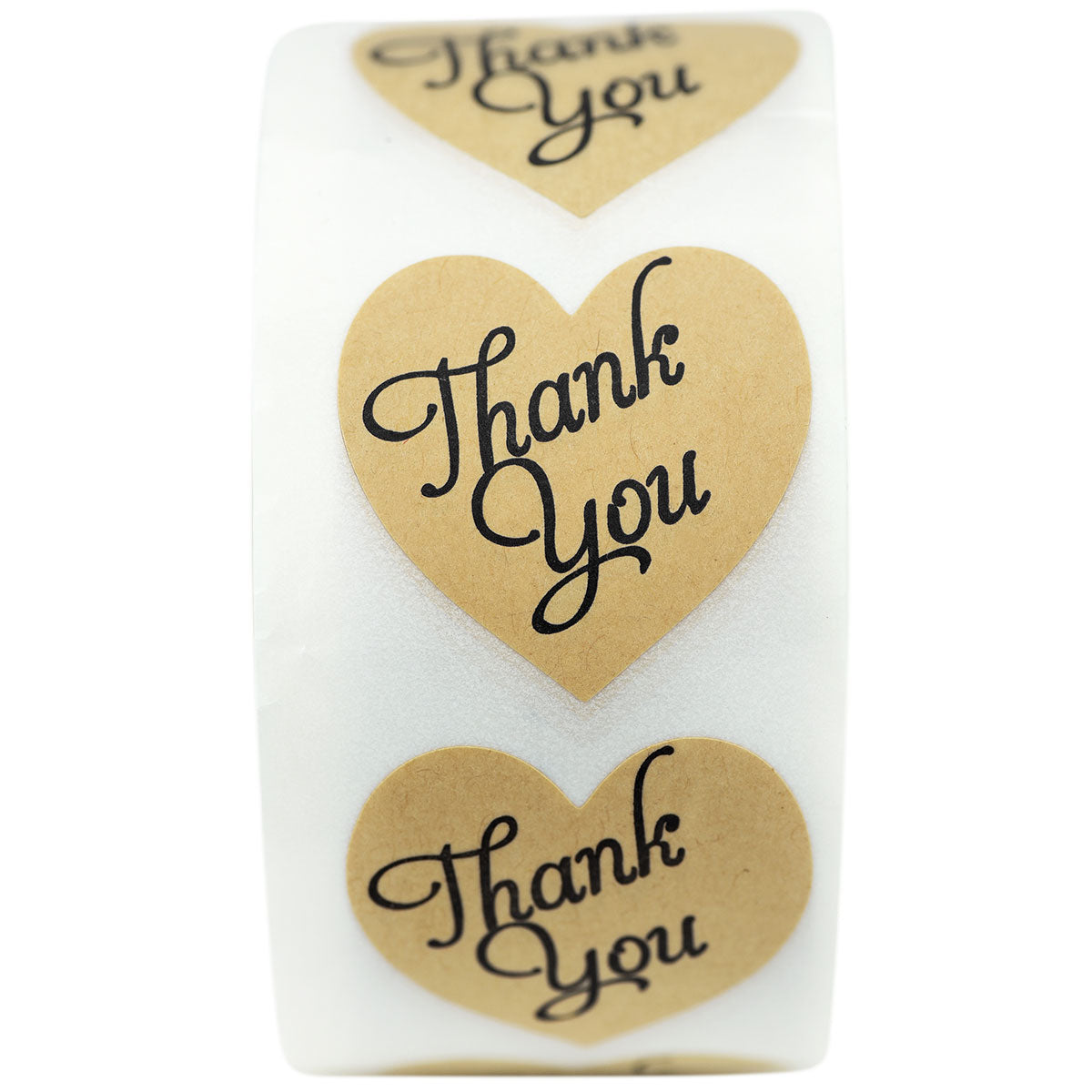 Heart Shape Kraft Paper Thank you Stickers - FiveSeasonStuff