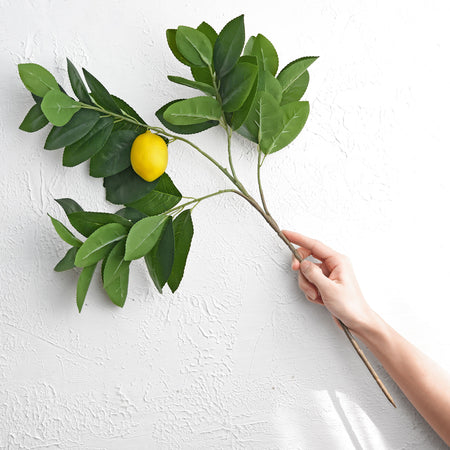 2 Branches of Artificial Lemons with Leaves