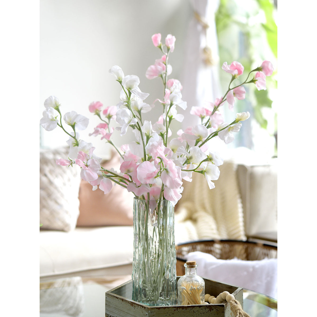 Misty Light Pink Sweet Pea Flowers Real Looking Artificial flowers