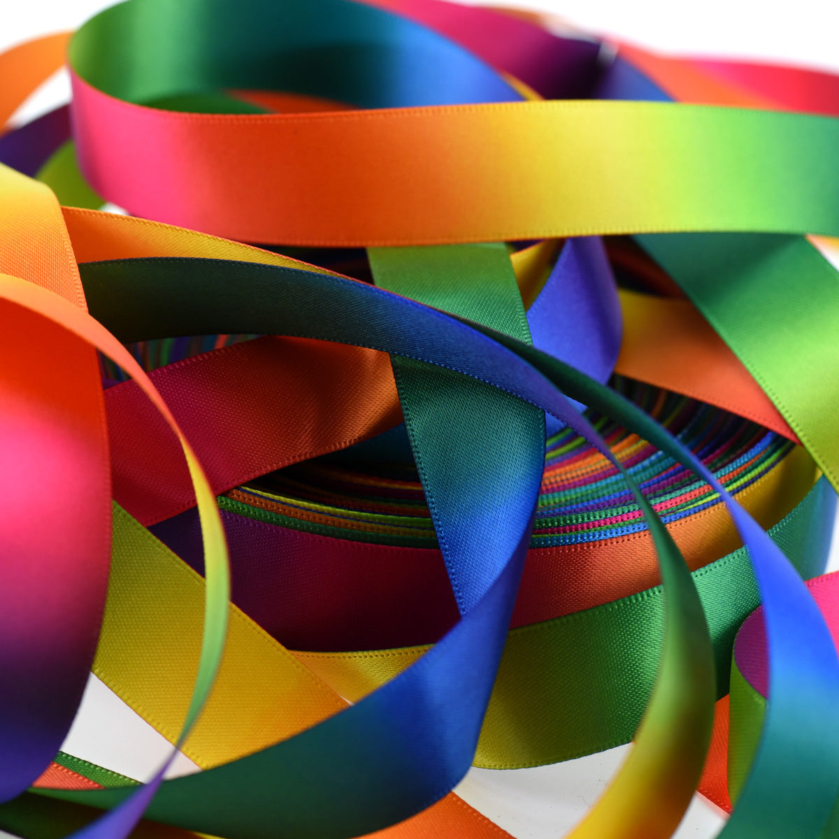 FiveSeasonStuff Rainbow Gradient Double Sided Satin Polyester Ribbon