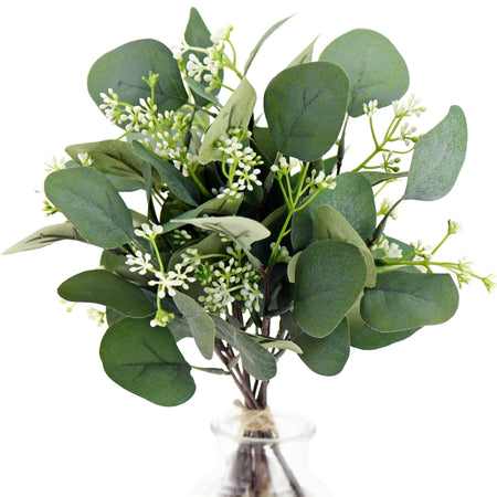 FiveSeasonStuff 10 Stems Realistic Looking Artificial Seeded Silver Dollar Eucalyptus Foliage Home Decor