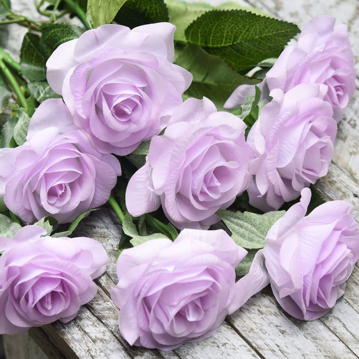 Real Touch 10 Stems "Pale Purple" Silk Artificial Roses Flowers ‘Petal FiveSeasonStuff