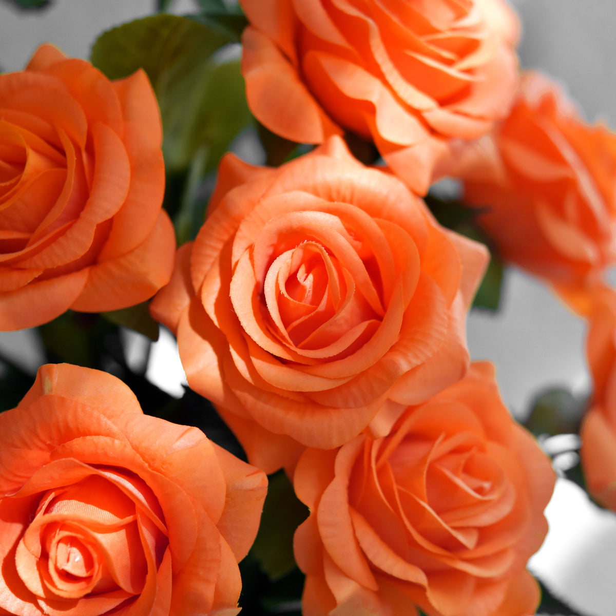 Tangerine Orange Real Touch Roses Silk Artificial Flowers ‘Petals Feel