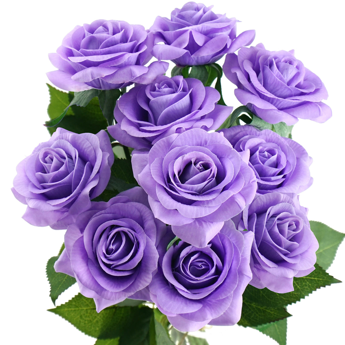 Real Touch 10 Stems Lilac Silk Artificial Roses Flowers ‘Petals Feel a