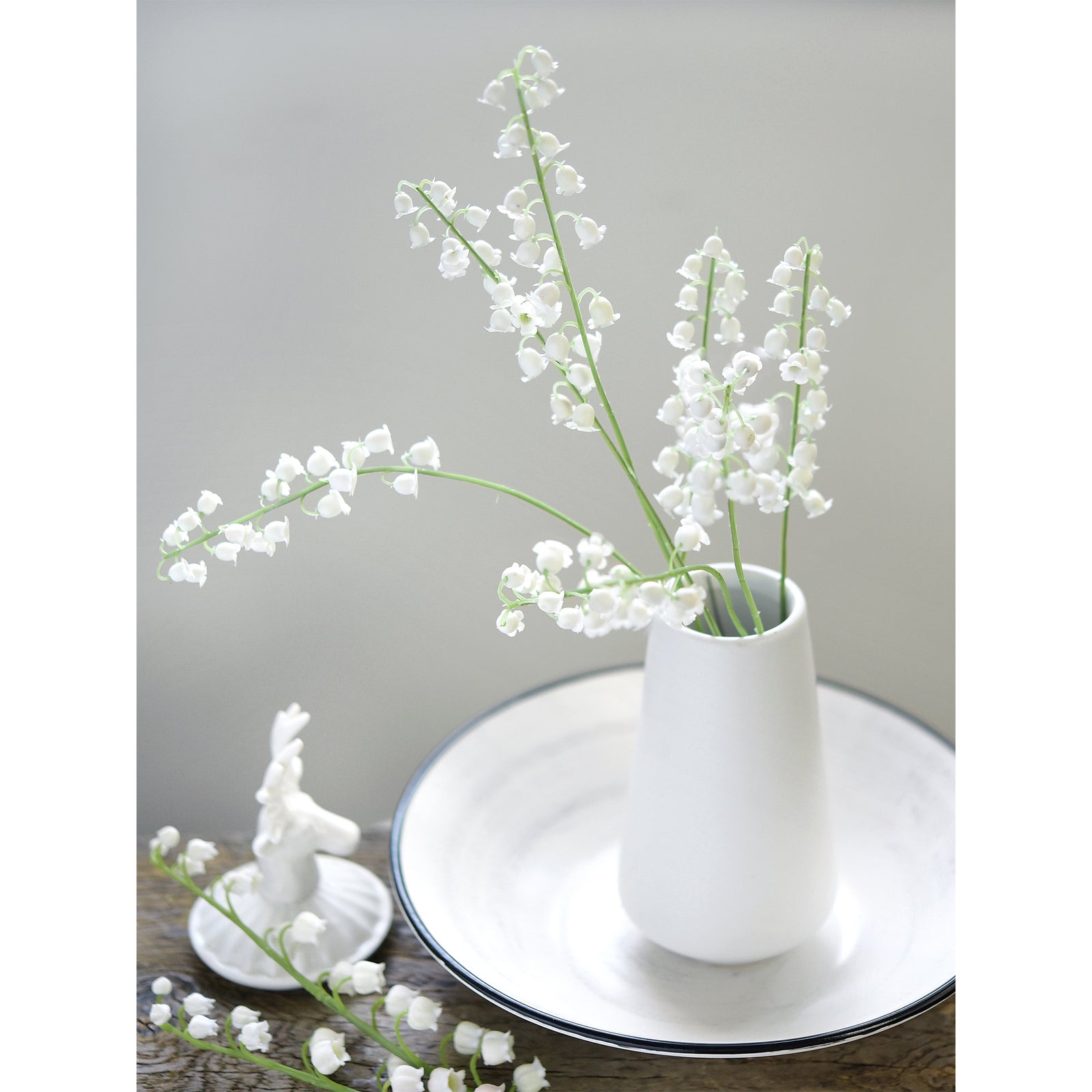 Soft-Touch Artificial Lily of the Valley Bouquet – 7 Stems (14.2")