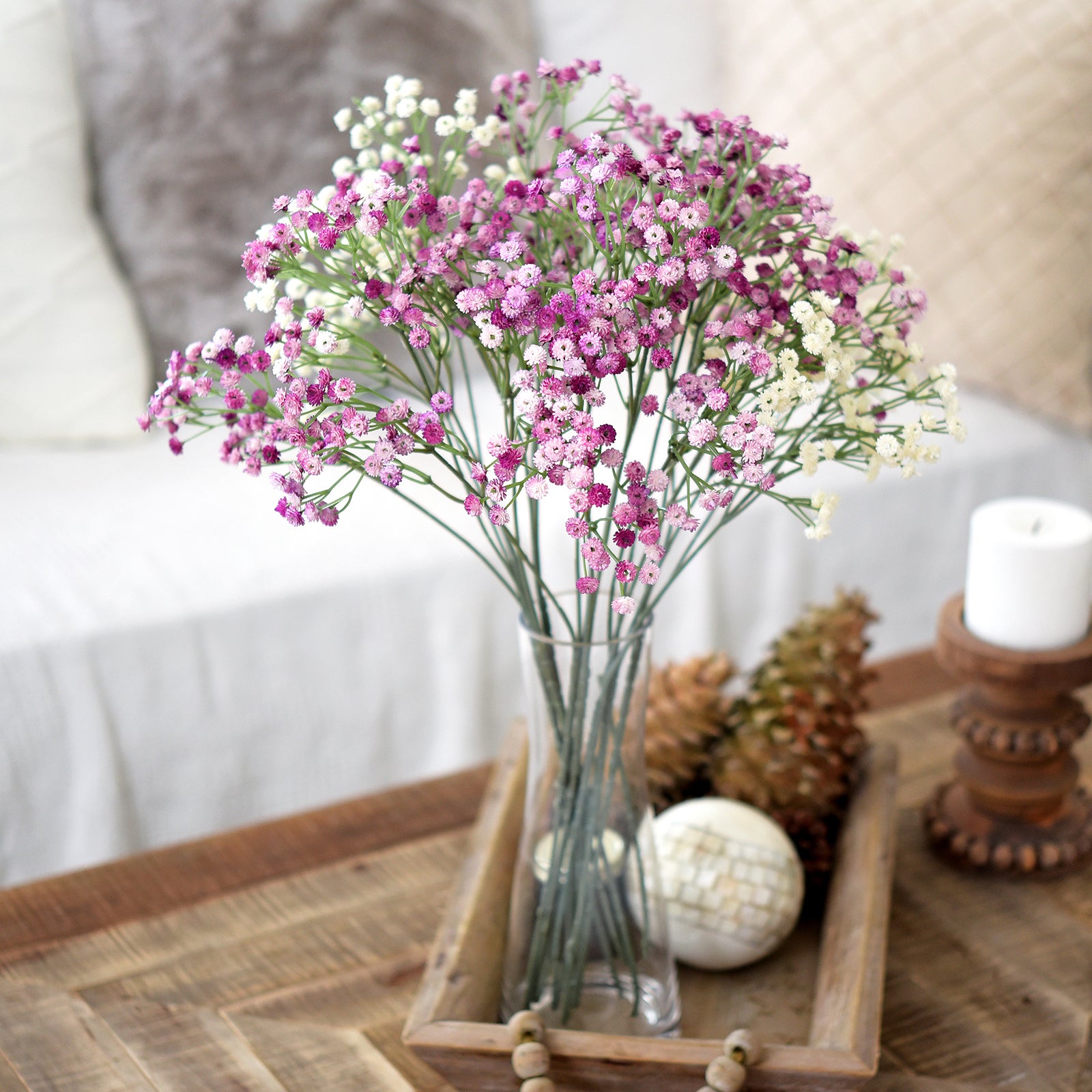6 Stems 69cm Pink-Lavender Mix Baby’s Breath Artificial Flowers Baby’s Breath Gypsophila Tall Long Stems