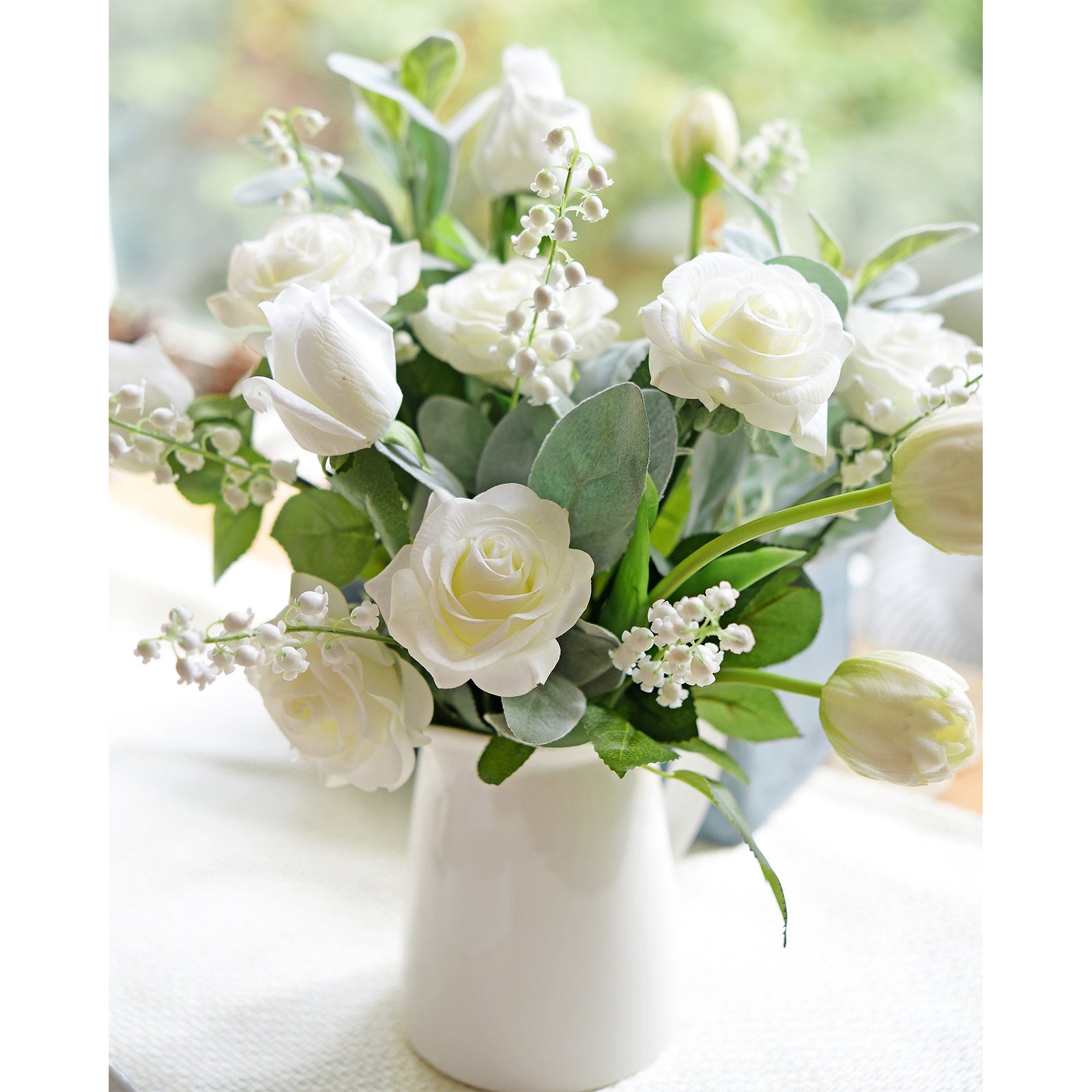 Soft-Touch Artificial Lily of the Valley Bouquet – 7 Stems (14.2")