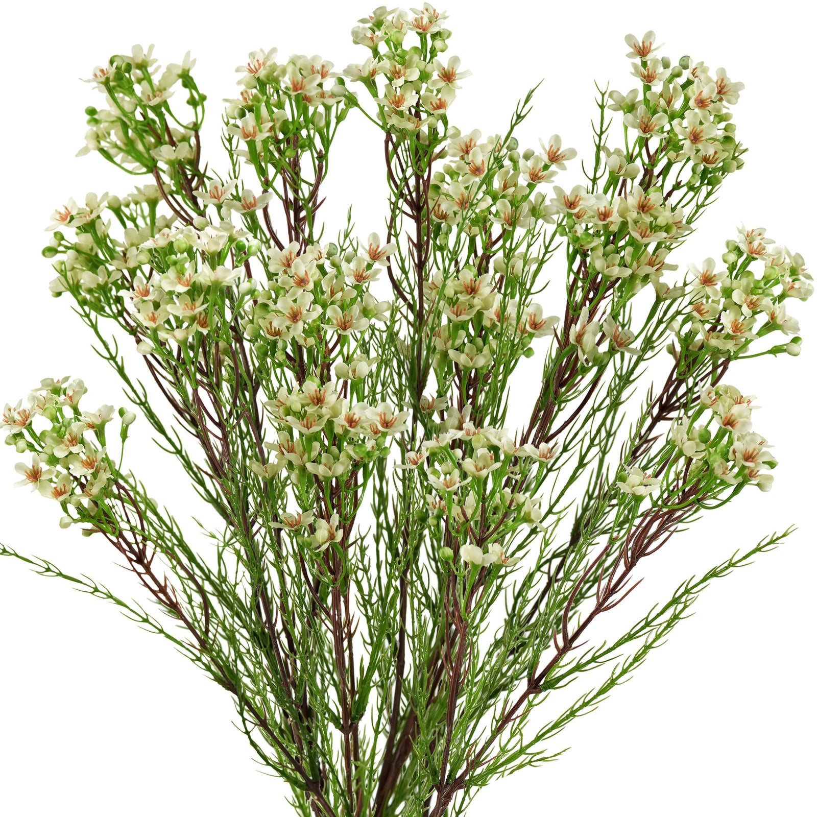 Floral White Timeless Charm Wax Flowers, Long Stem Artificial Silk Flowers 6 Stems 2.6ft (78cm) Tall
