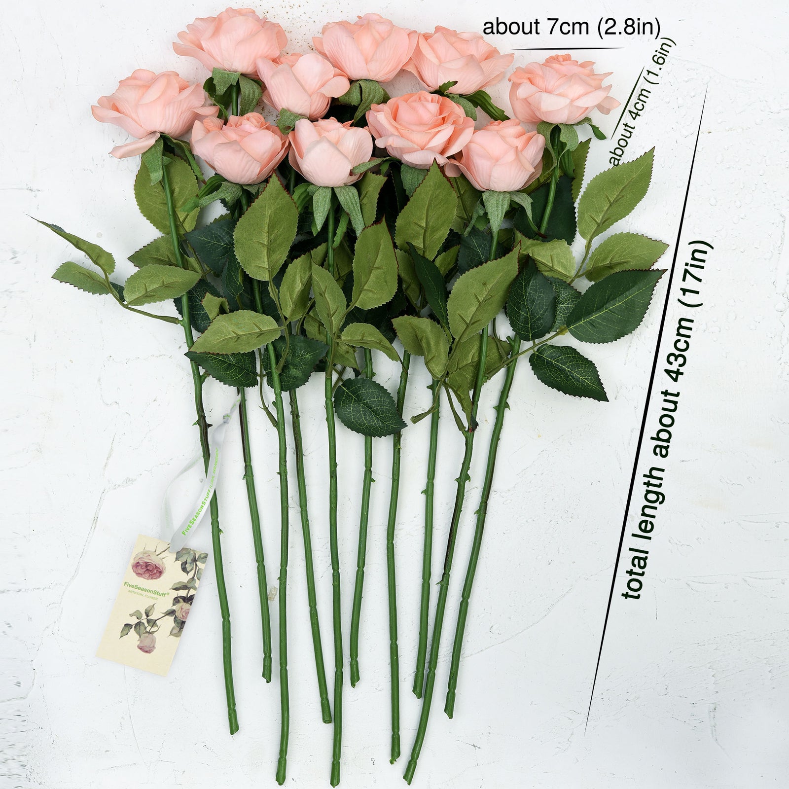 Peach Real Touch Silk Artificial Flowers ‘Petals Feel and Look like Fresh Roses 10 Stems
