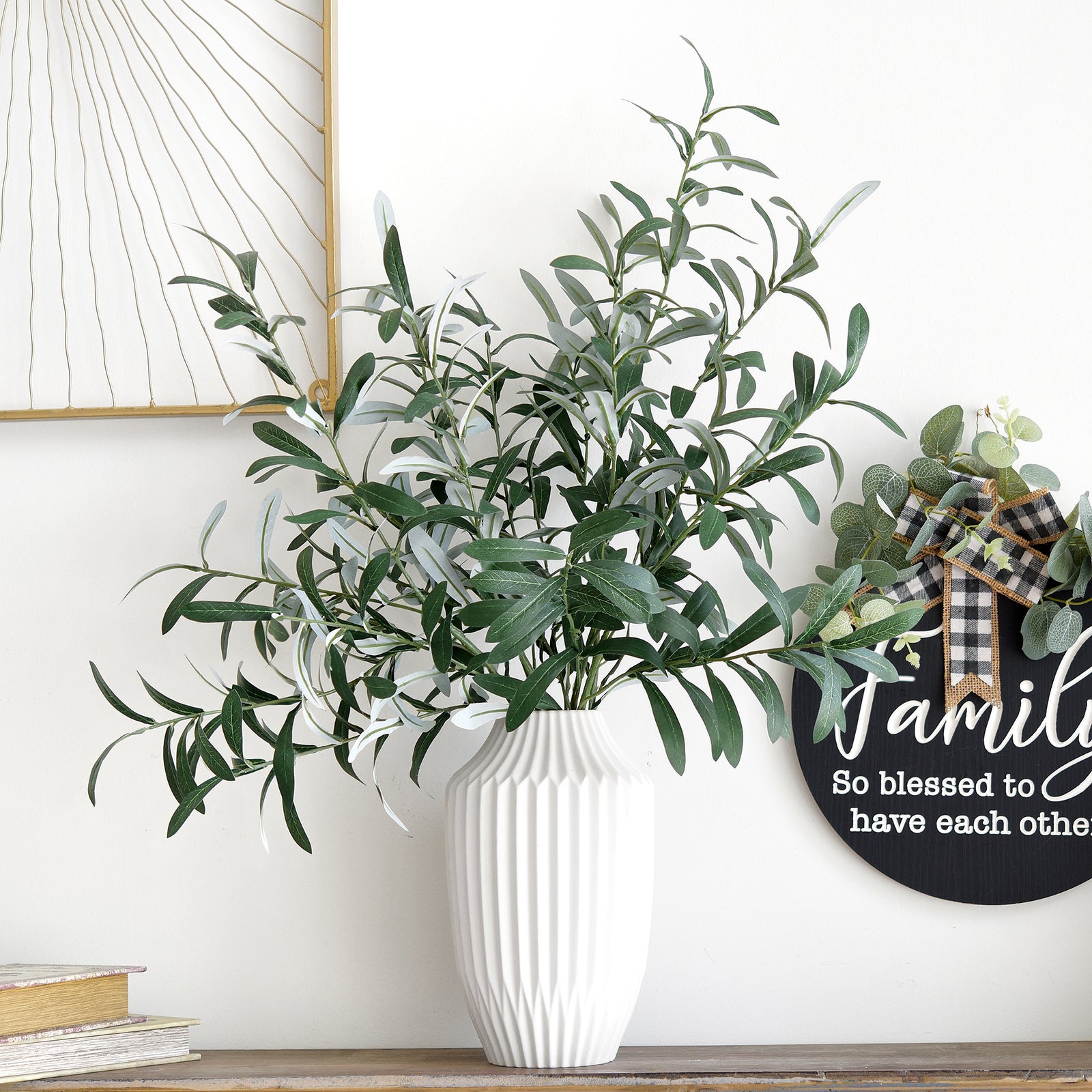 Lifelike Premium Olive Stems: Quality 30-inch Artificial Greenery for Floral Arrangements and Stylish Decor (6 Stems)