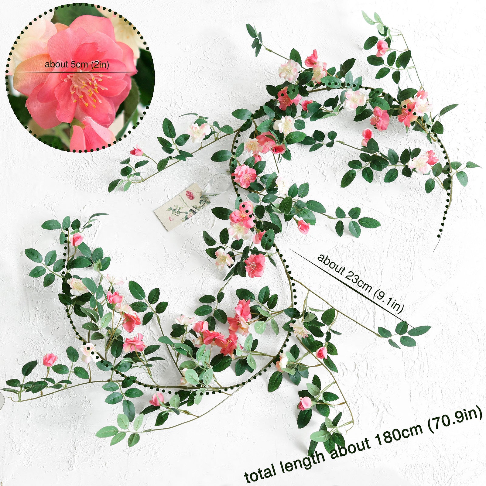 12ft 2 Bendable Flower Fuchsia Pink Garlands Artificial Silk Wild