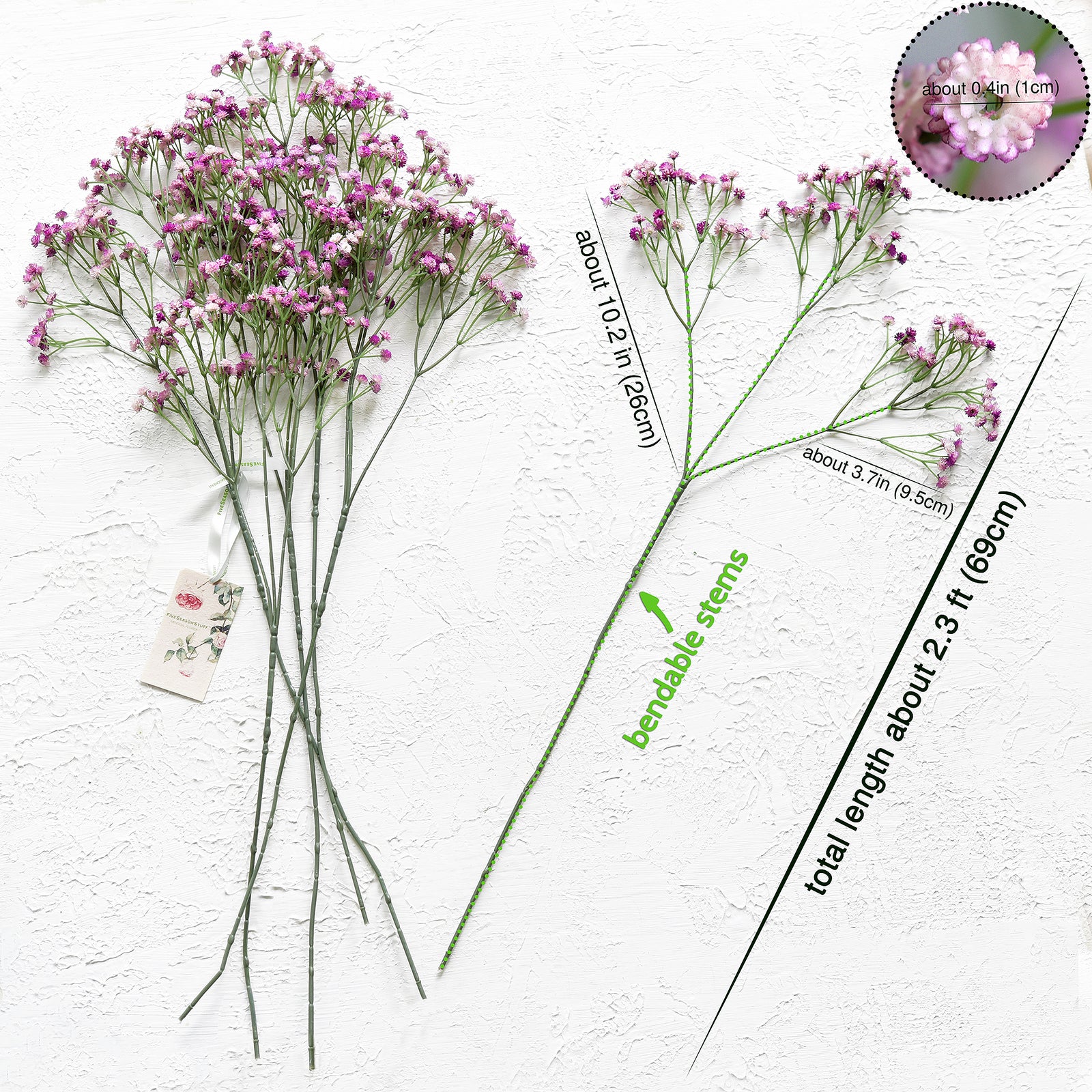 6 Stems 69cm Pink-Lavender Mix Baby’s Breath Artificial Flowers Baby’s Breath Gypsophila Tall Long Stems