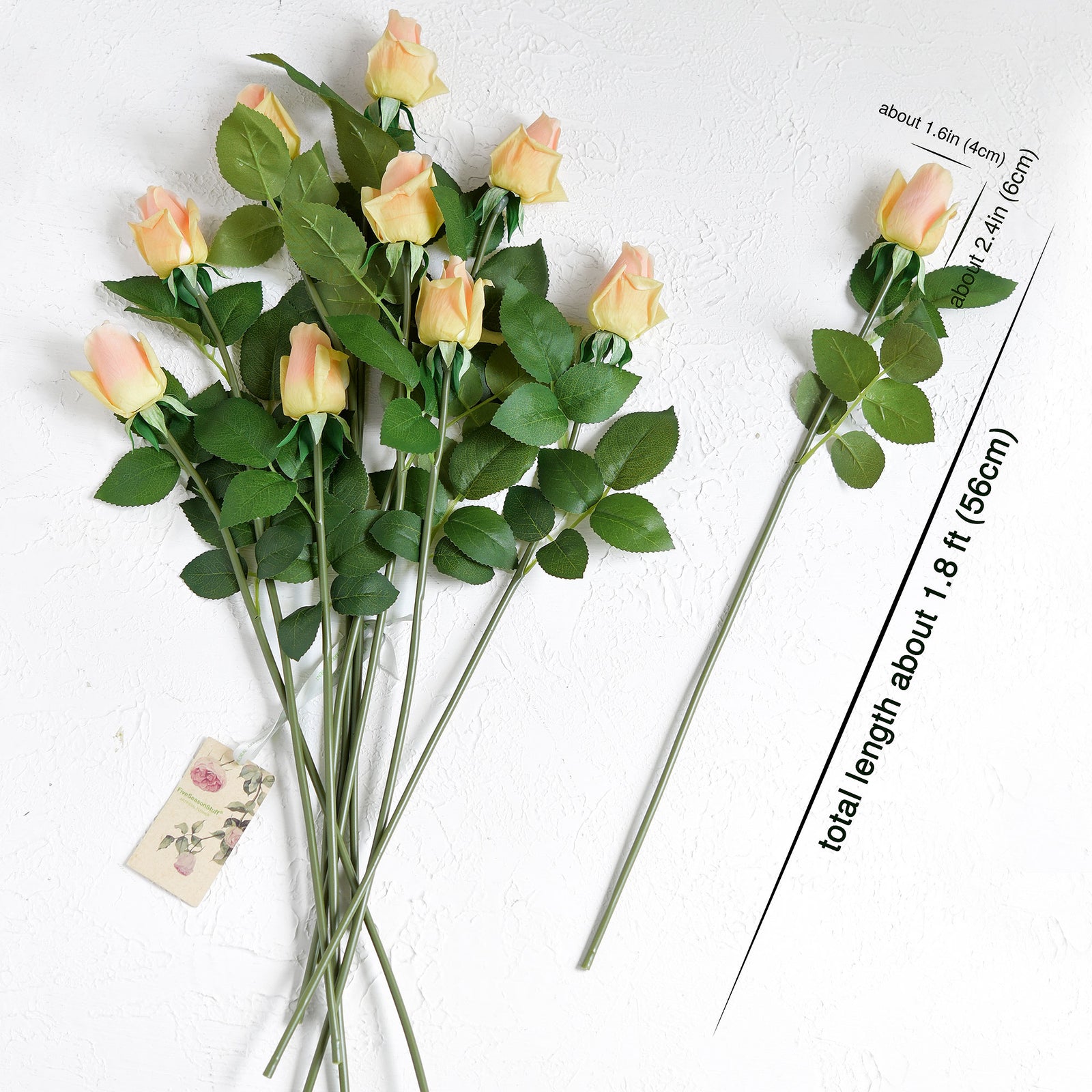 Apricot Pinkish Long Stem 21 inches Roses Real Touch Silk Artificial Flowers 12 Stems