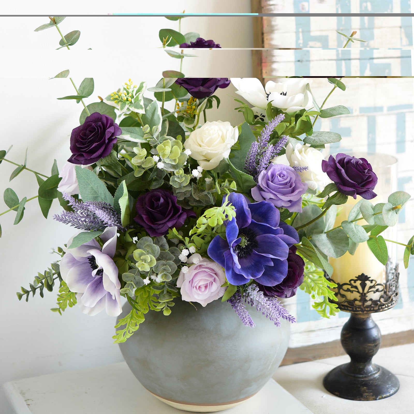 Real Touch 10 Stems Dark Purple Silk Artificial Roses Flowers 'Petals –  FiveSeasonStuff
