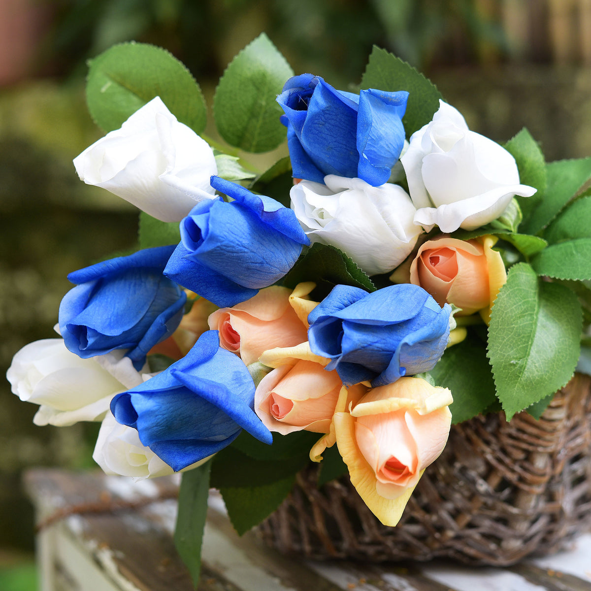 Dusky French Blue Long Stem 21 inches Roses Real Touch Silk Artificial ...