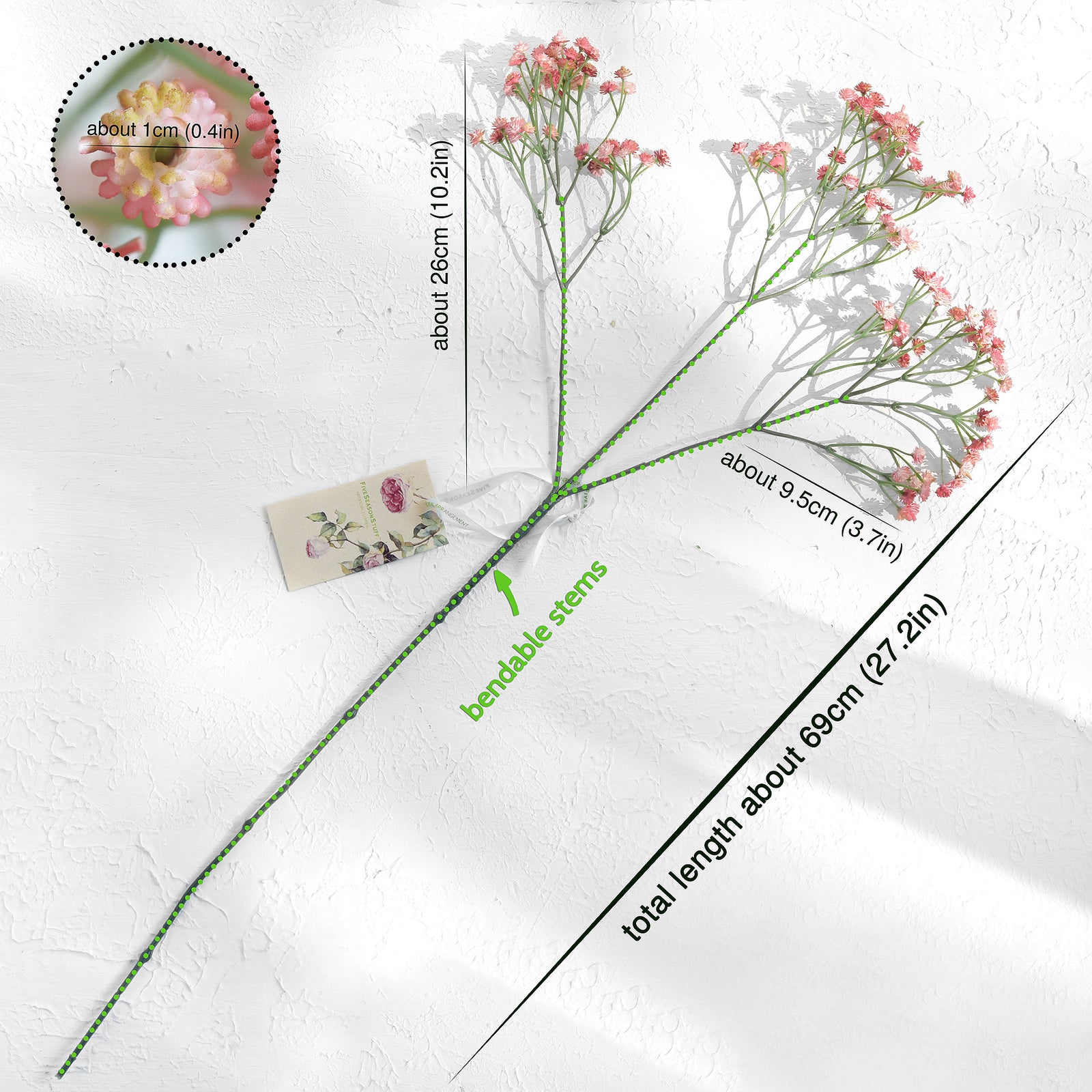 6 Stems 69cm Ruddy Pink Baby’s Breath Artificial Flowers Baby’s Breath Gypsophila Tall Long Stems