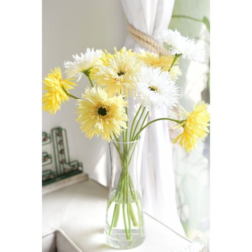 Mint Cream Spider Gerbera Daisies Silk Flowers Real Looking Artificial flowers Home Décor 16.5'' (6 Stems) FiveSeasonStuff