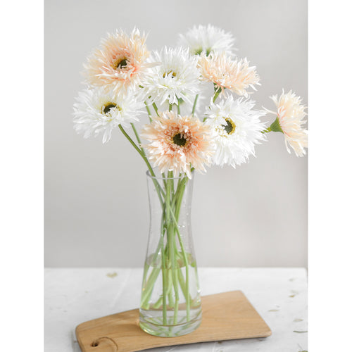 Light Peach Spider Gerbera Daisies Silk Flowers Real Looking Artificial flowers Home Décor 16.5'' (6 Stems) FiveSeasonStuff