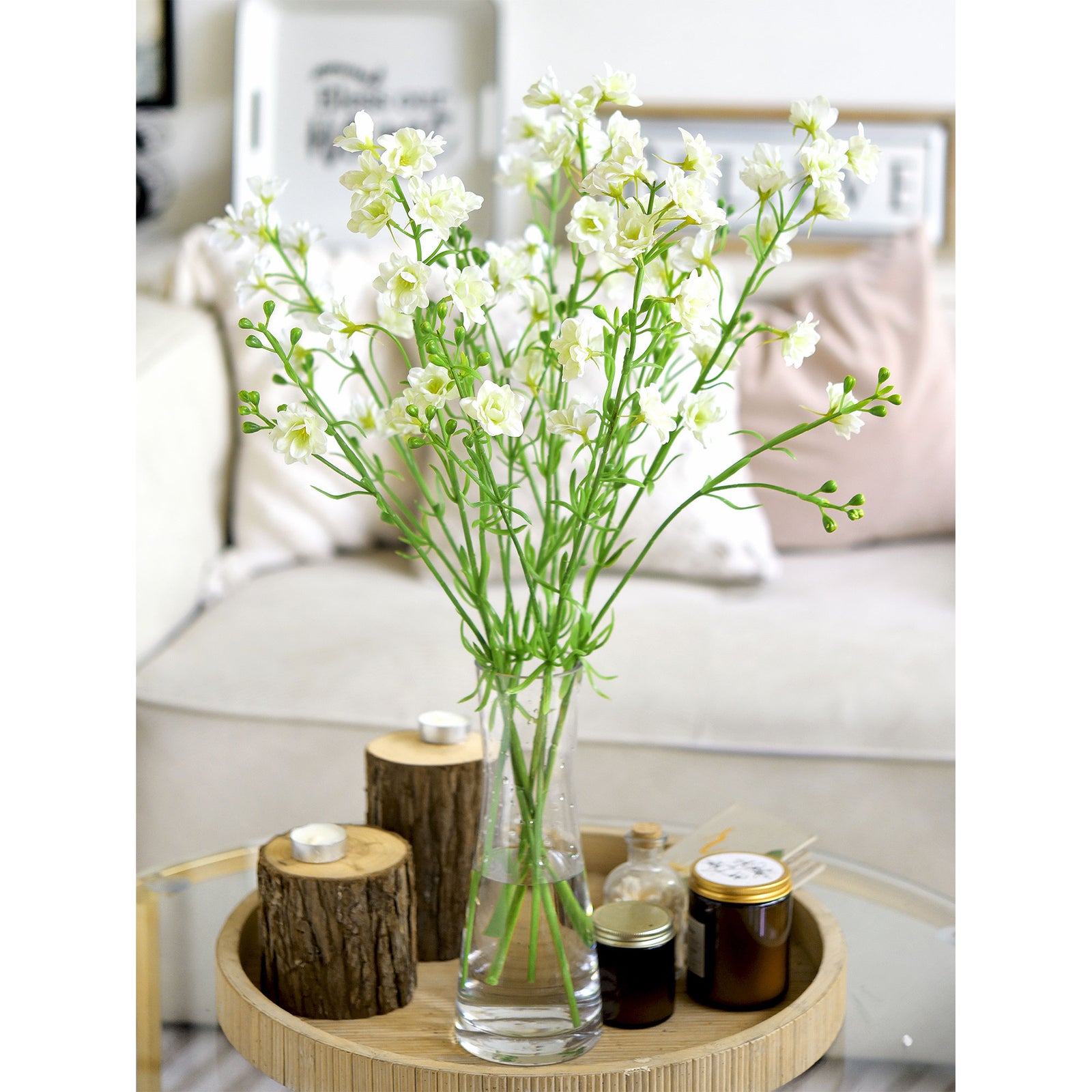 White Delphinium Real Touch Artificial Flowers, 24.8” 6 Stems FiveSeasonStuff Floral