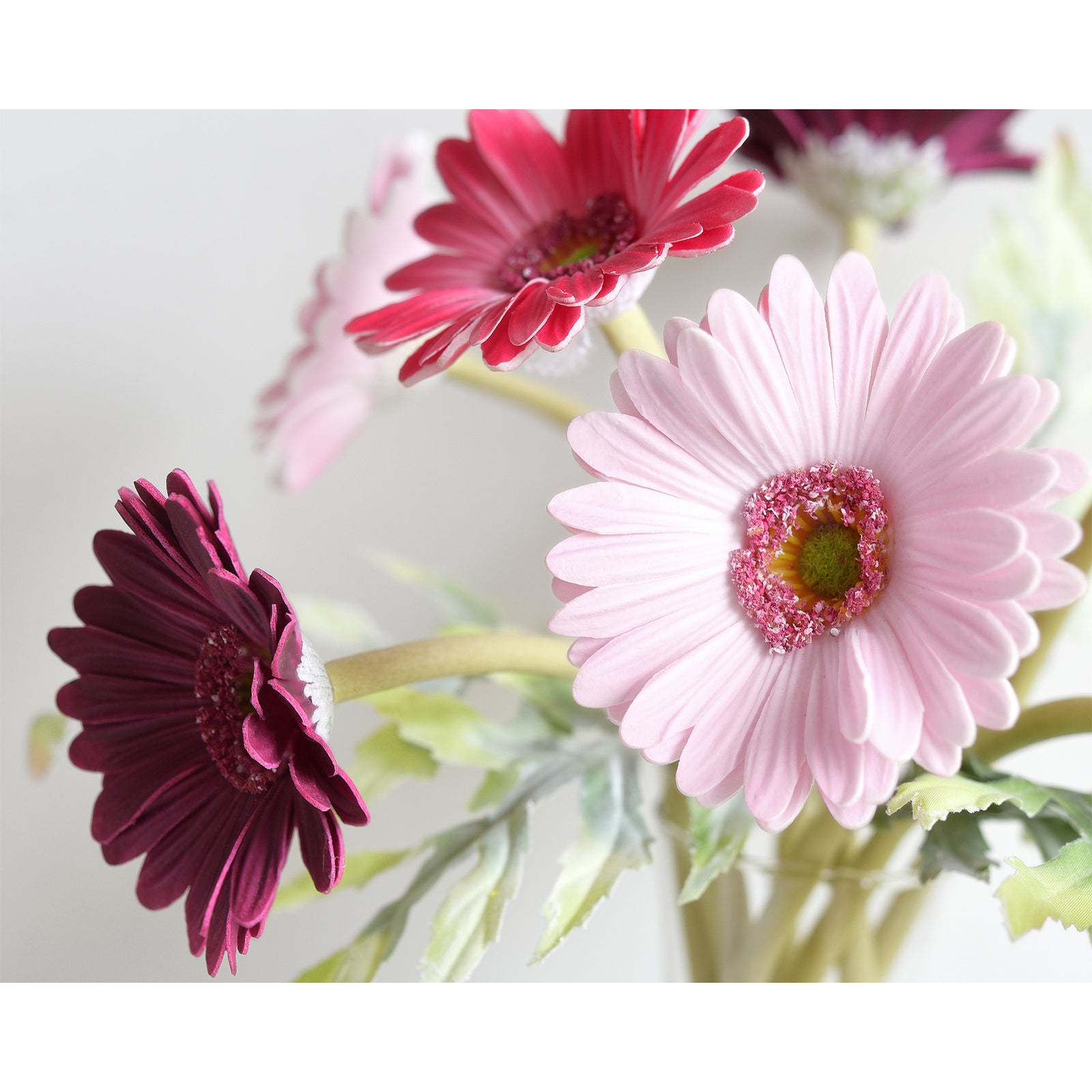 Real Touch Gerbera Daisy Artificial Flowers Arrangement & Wedding Bouquet (7 Floral Stems, Cheerful Mix Pinks)