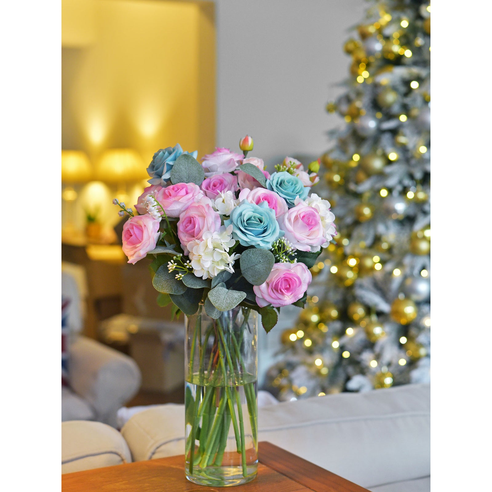 White | Purple Real Touch Silk Artificial Flowers ‘Petals Feel and Look like Fresh Roses 10 Stems