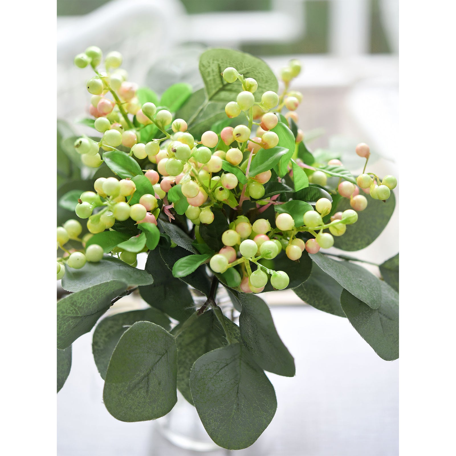 Versatile Artificial Holly Enchanted Meadow Berry Stems: Set of 10 for Stunning Decoration (White, Green and Pink)