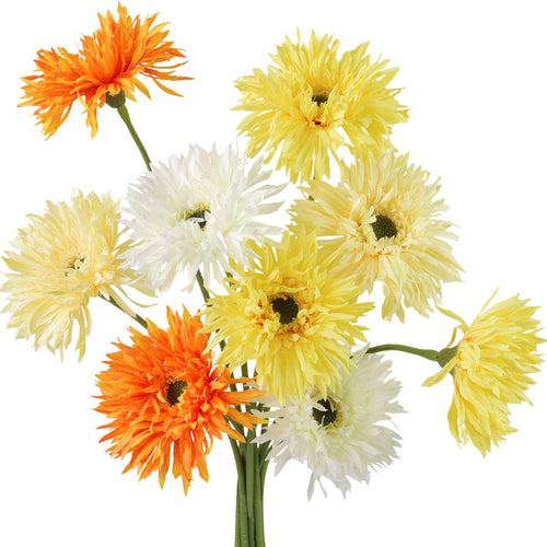 Sunshade Mix Spider Gerbera Daisies Silk Flowers Real Looking Artificial flowers Home Décor 16.5'' (9 Stems) FiveSeasonStuff