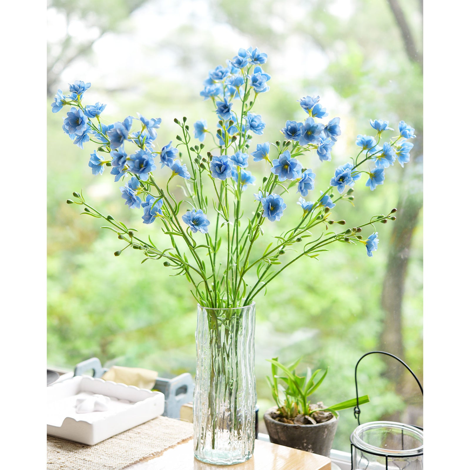 Light Blue Delphinium Real Touch Artificial Flowers, 24.8” 6 Stems Fiv –  FiveSeasonStuff
