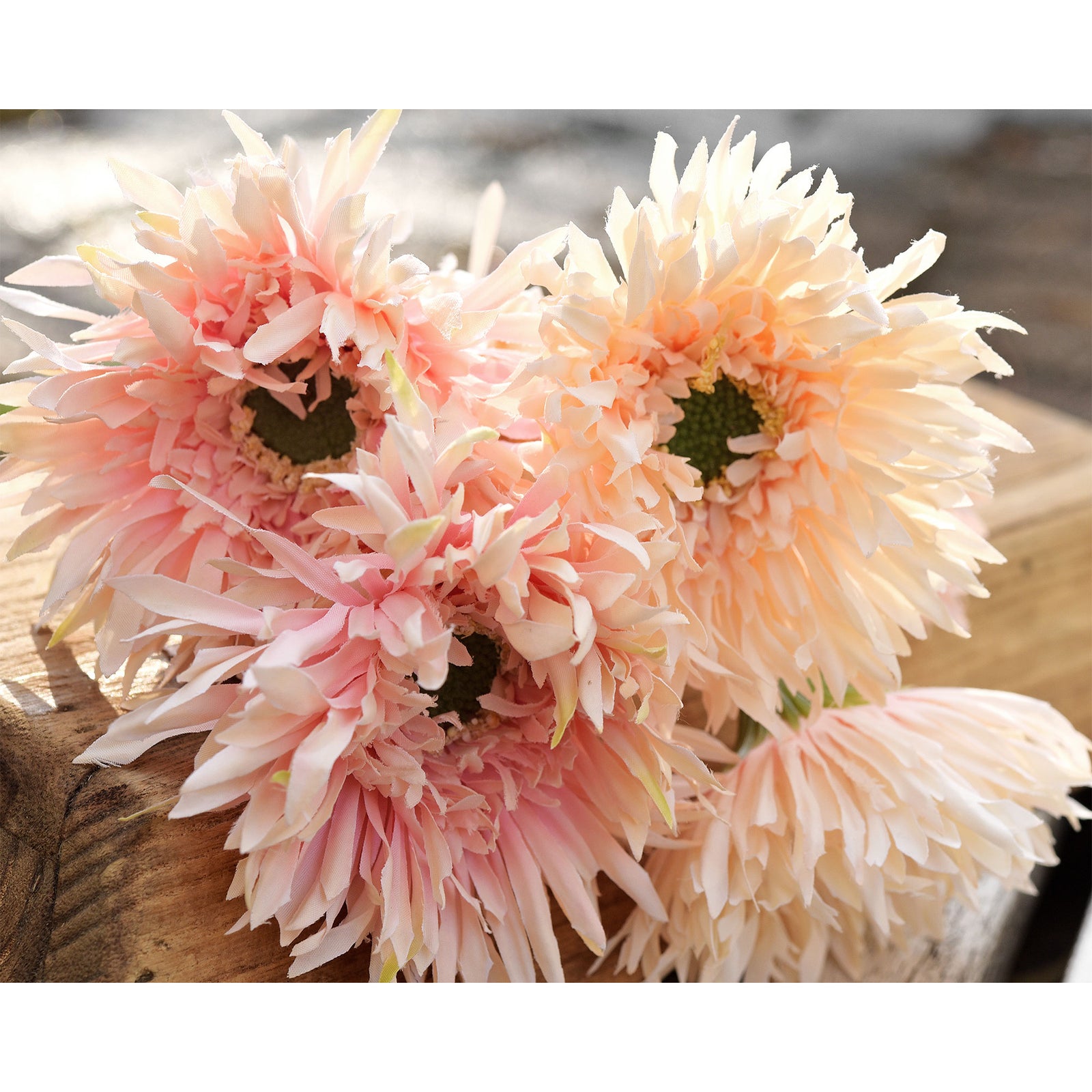 Mandys Pink Mix Spider Gerbera Daisies Silk Flowers Real Looking Artificial flowers Home Décor 16.5'' (6 Stems) FiveSeasonStuff