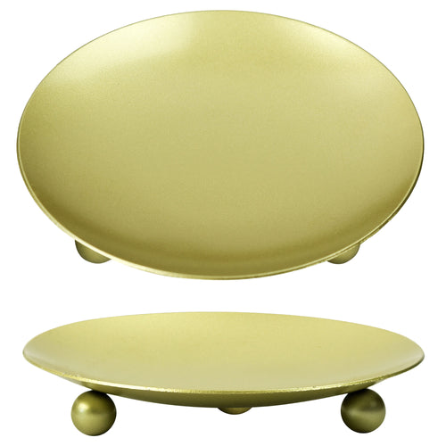 2 Gold Plated Round Iron Candle Holders for Pillar Votive Wax Candles