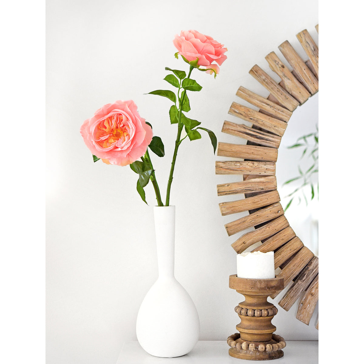 Soft Pink Real Touch Garden Roses Large Blooms 2 Long Stems ...