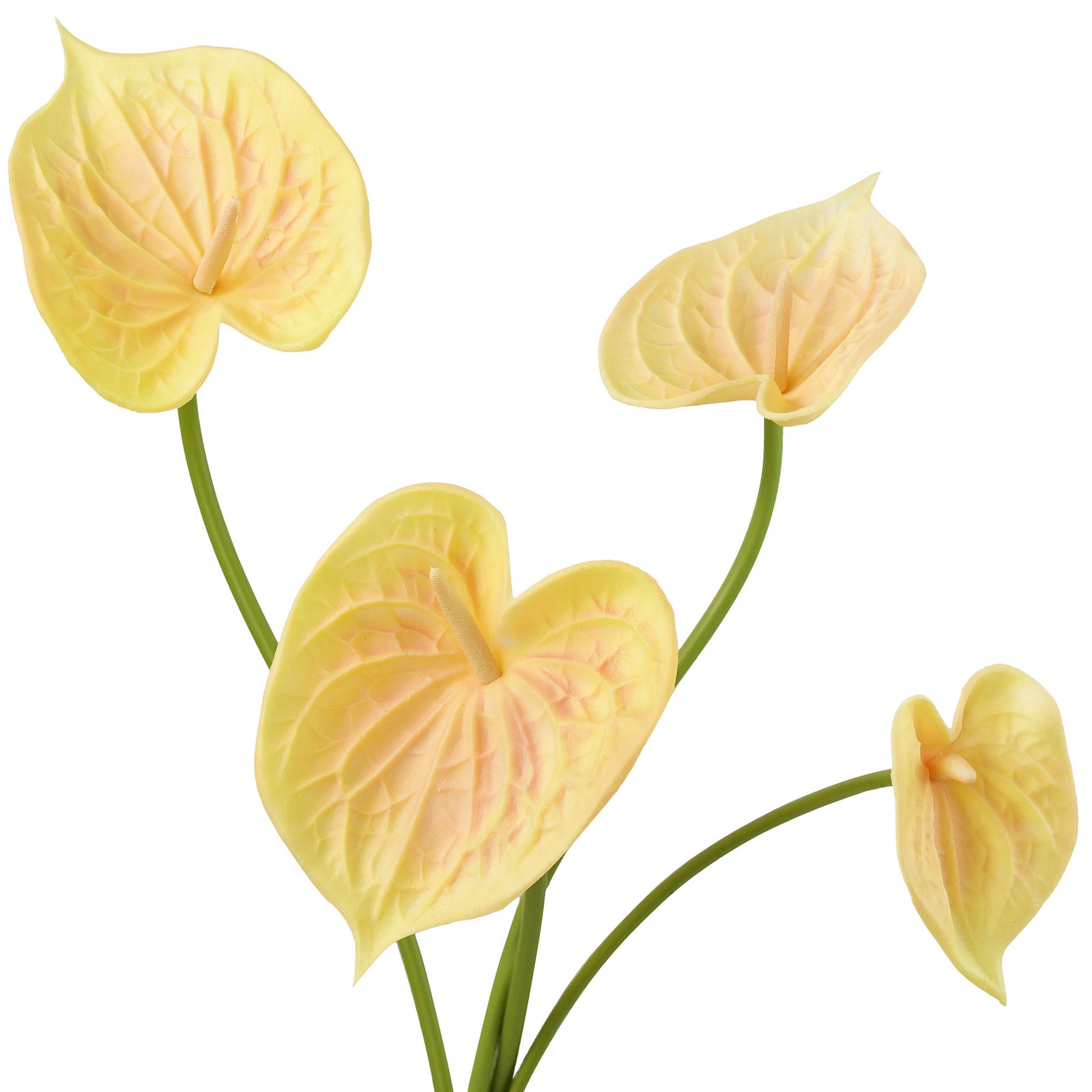 Anthurium Flower 'Peach Yellow' Real Touch Artificial Flowers, 16.5” 4 Stems FiveSeasonStuff Floral