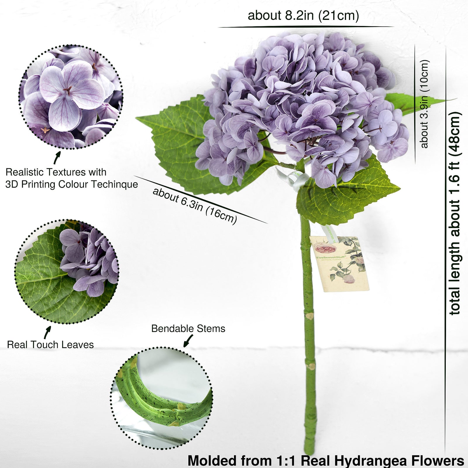 Tifuly Hydrangea Silk Flower White 12 Heads Artificial Flower Tifuly Hydrangea Silk Flower White 12 Heads Artificial Flower