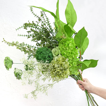 Elegant Green Artificial Bouquet – Hydrangea, Roses, Camellia, Baby's Breath & More for Home Décor, Weddings, Centerpieces, and Events