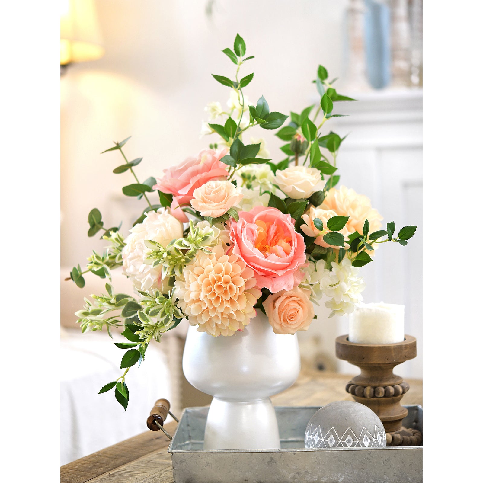 Soft Pink Real Touch Garden Roses Large Blooms 2 Long Stems