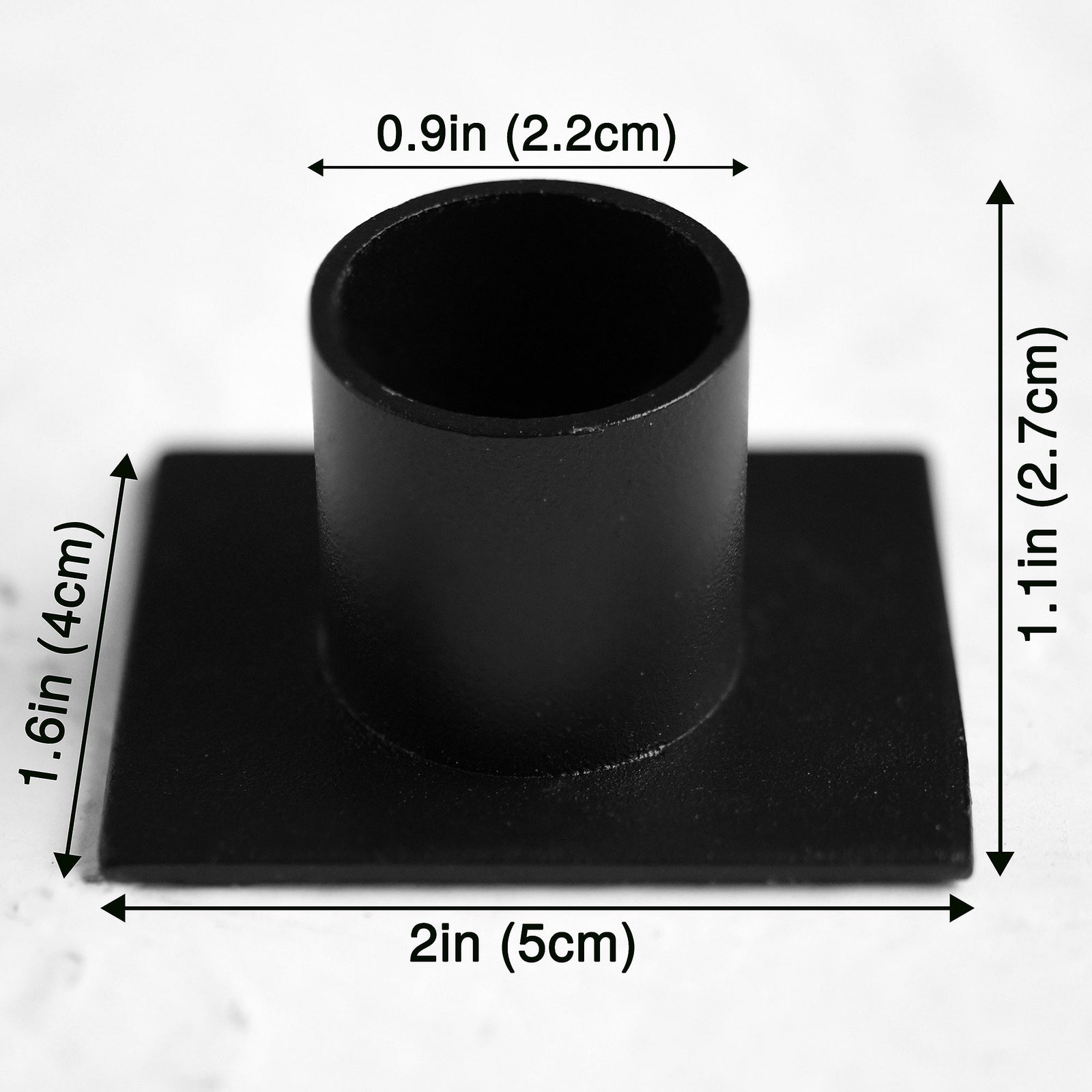 4 Black Plated Iron Candle Holders with Square Base for Taper Wax Candlesticks