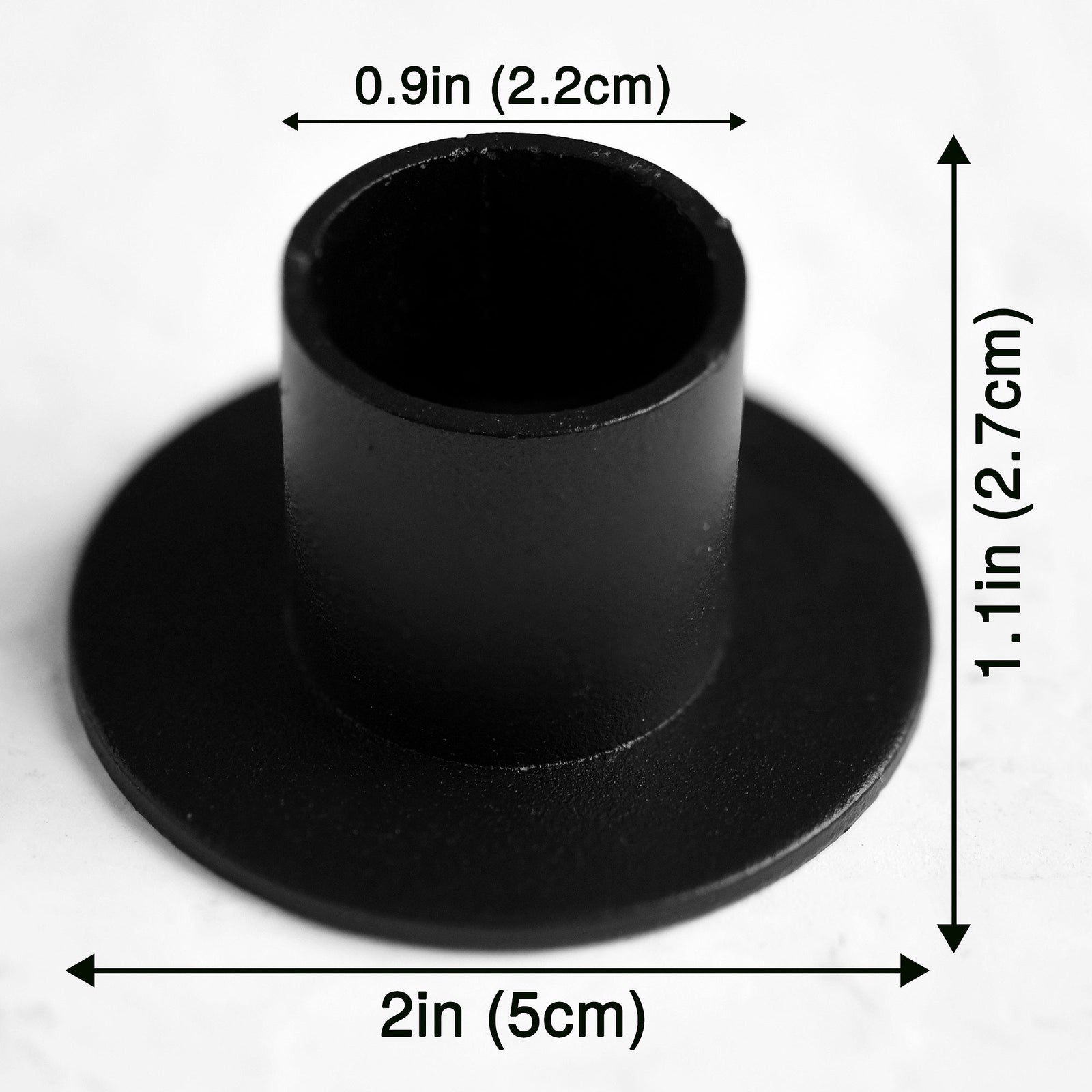 4 Black Plated Iron Candle Holders with Round Base for Taper Wax Candlesticks