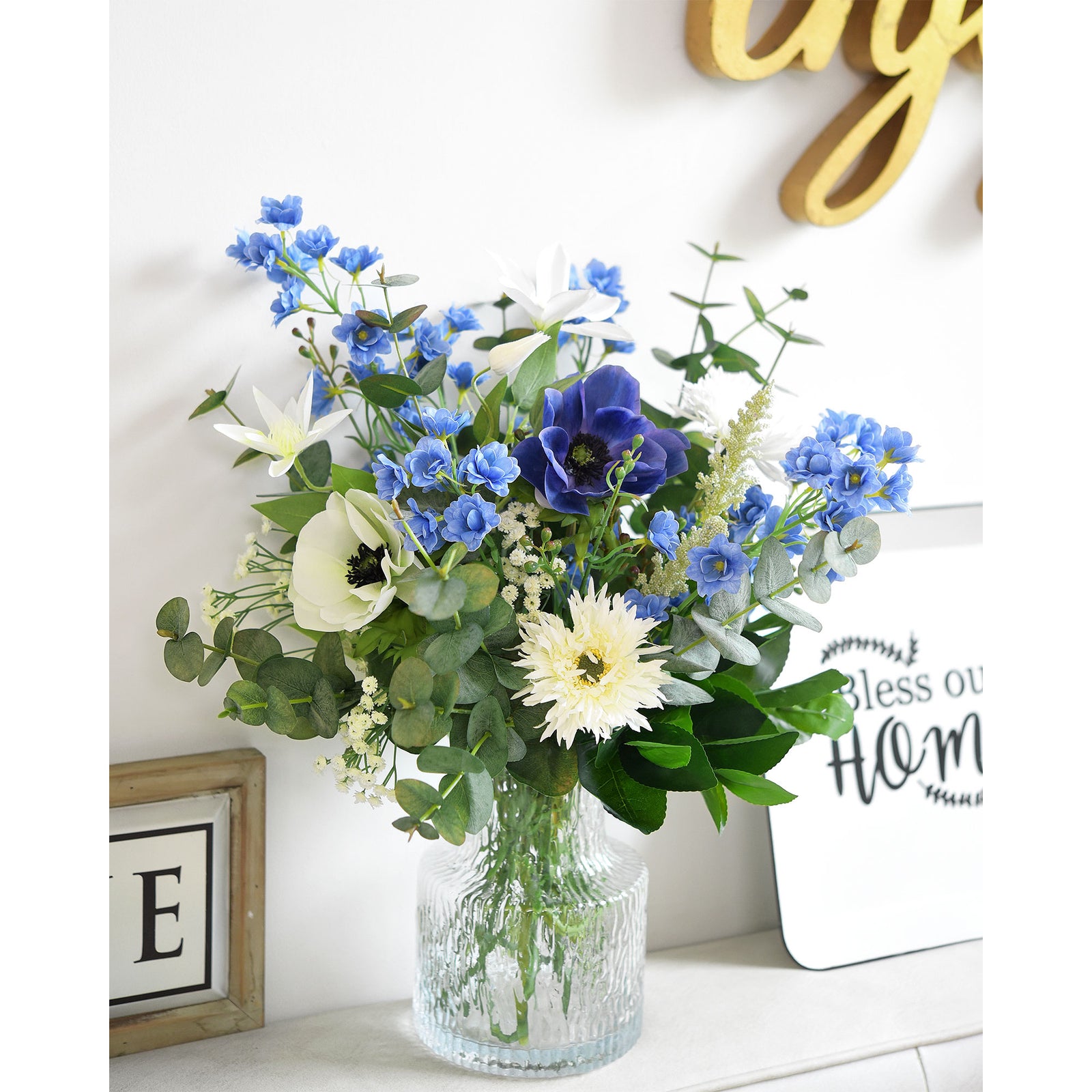 Royal Blue Delphinium Real Touch Artificial Flowers, 24.8” 6 Stems FiveSeasonStuff Floral