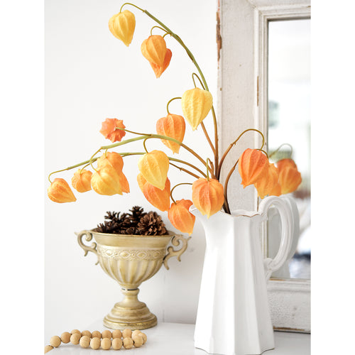 Artificial Chinese Lantern Stems – Golden Apricot (Light Orange) – Set of 3