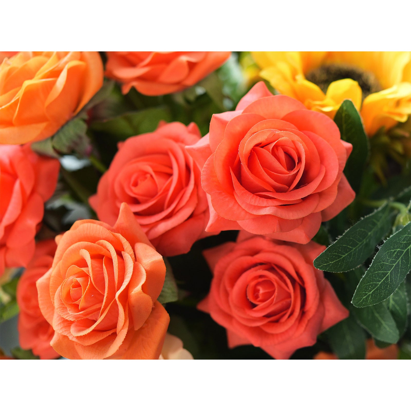 Tangerine Orange Real Touch Roses Silk Artificial Flowers ‘Petals Feel and Look like Fresh Roses' (10 Stems)