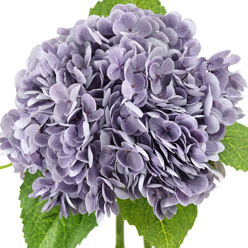 2 Stems Pale Purple Real Touch Petals and Leaves Artificial Hydrangea Flowers Long Stem Floral Arrangement | for Wedding Bridal Party Home Décor DIY Floral Decoration