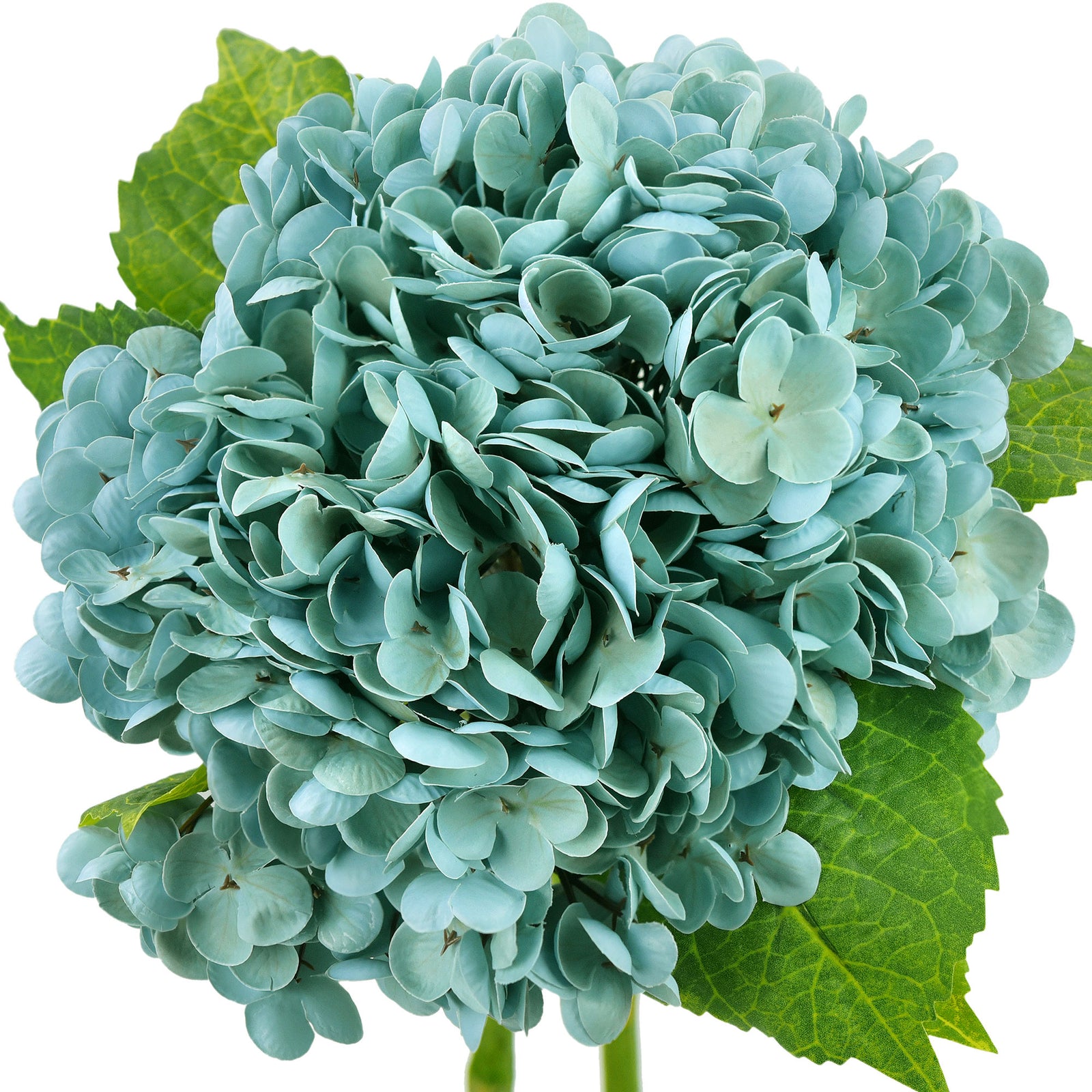 2 Stems Pale Jade Green Real Touch Petals and Leaves Artificial Hydrangea Flowers Long Stem Floral Arrangement | for Wedding Bridal Party Home Décor DIY Floral Decoration