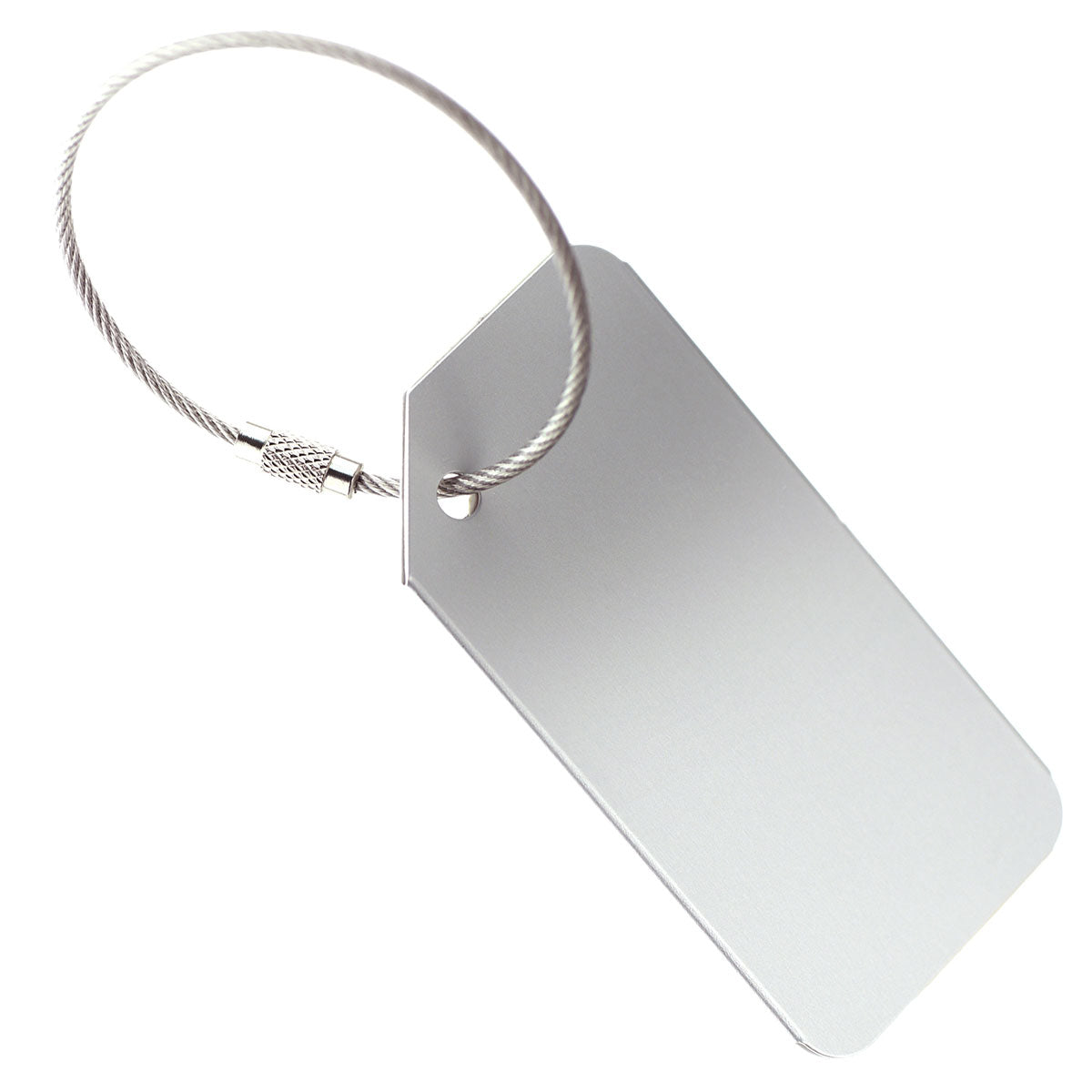 Set of 6 Metal Luggage Tags with Steel Cable – Silver