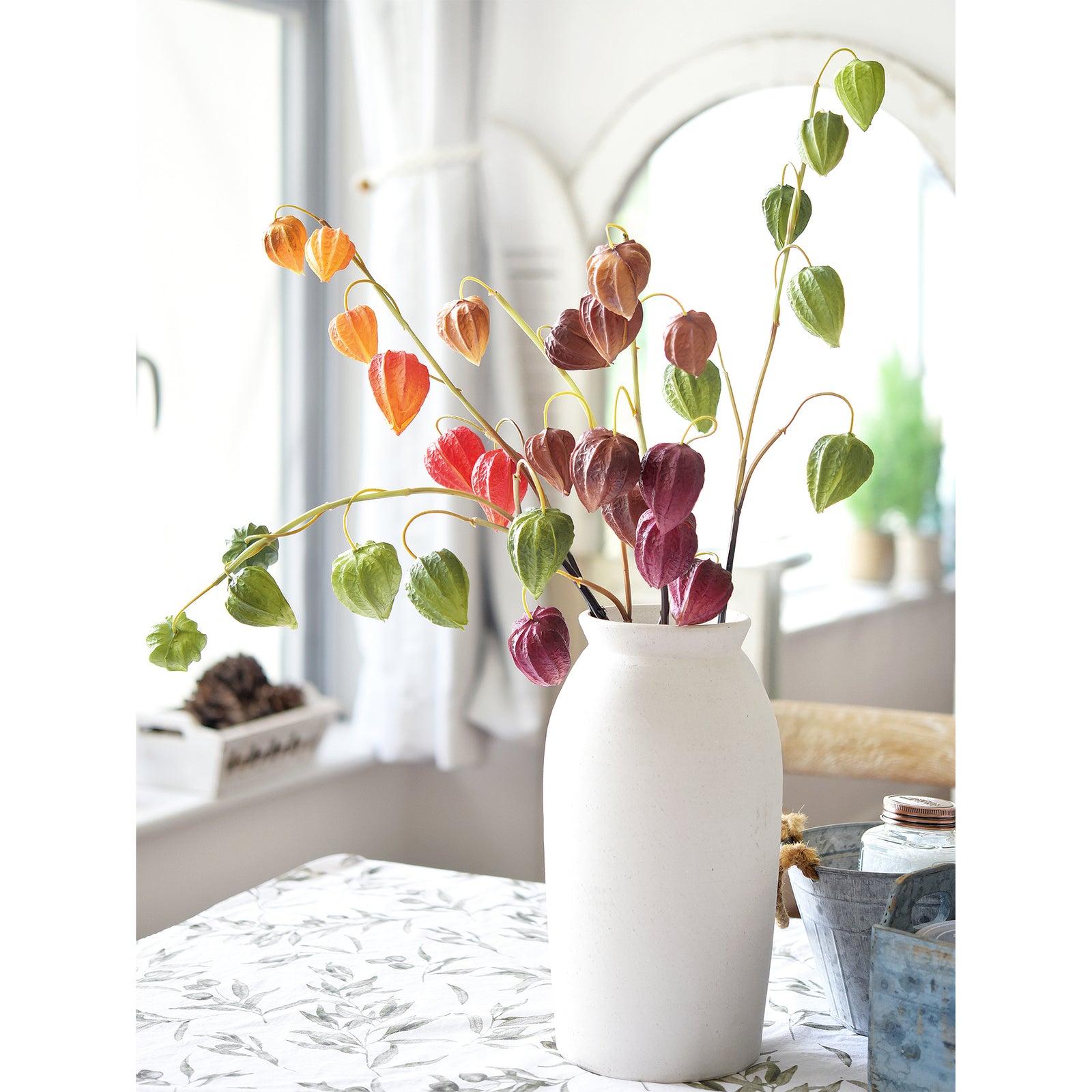 Artificial Chinese Lantern Stems – Plum Spice (Plum-Brown) – Set of 3