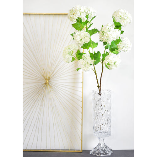 Summer White Snowball Viburnum Long Stem Artificial Flowers 2 Stems