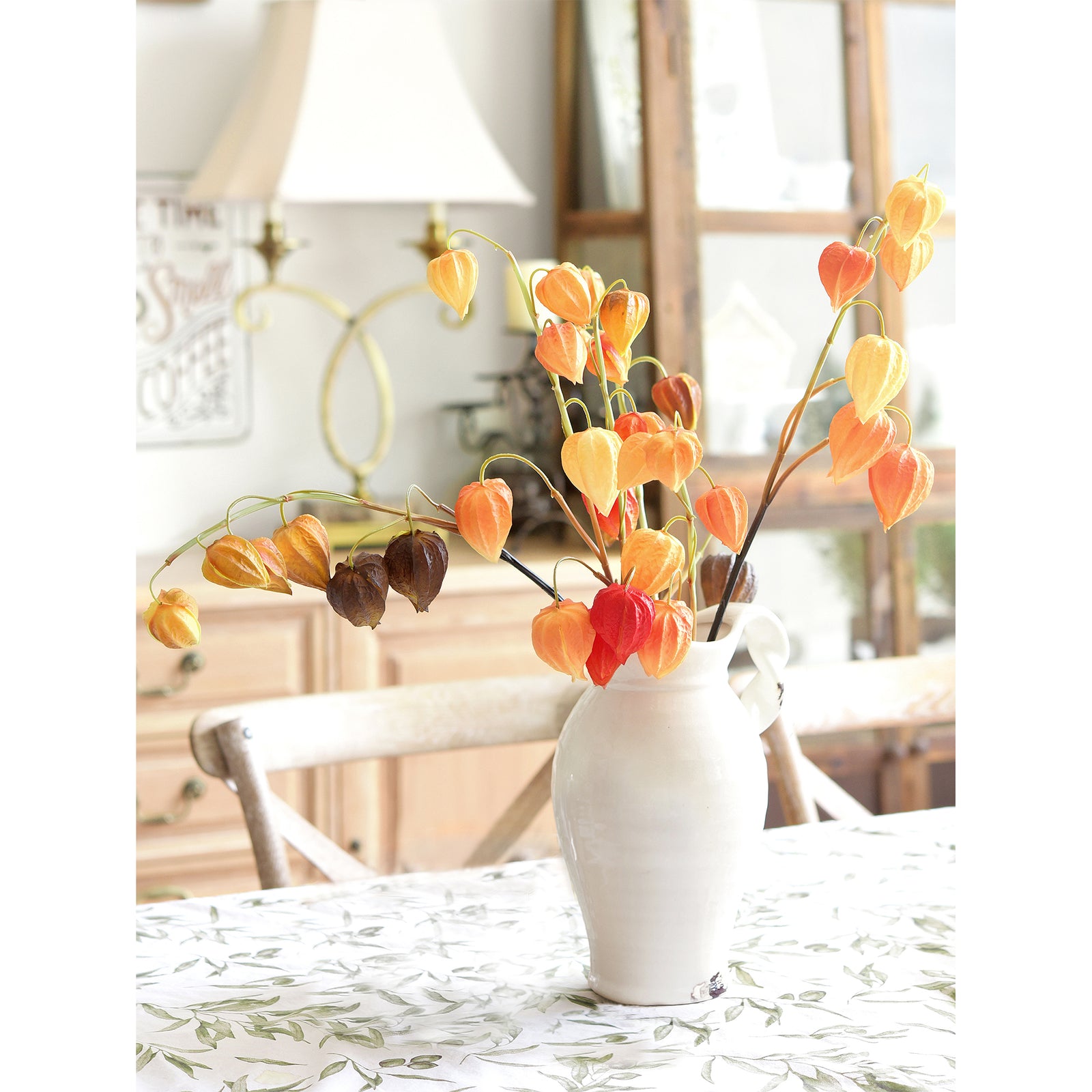 Artificial Chinese Lantern Stems – Rustic Harvest Mix (Multi-Color) – Set of 3