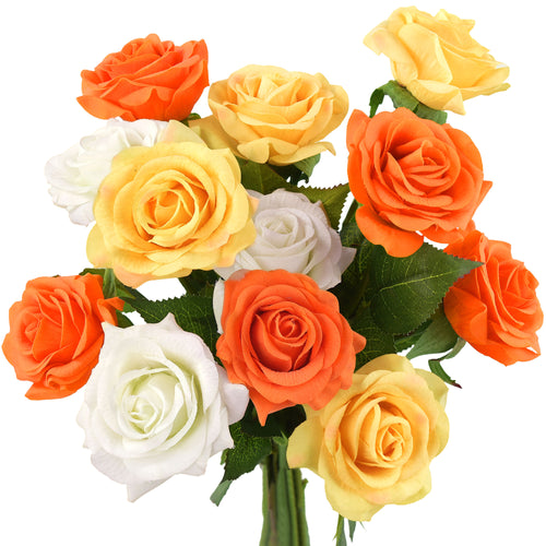 ''Always Sunny'' Rose Bouquet Artificial Flowers 12 Stems
