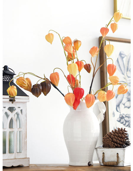 Artificial Chinese Lantern Stems – Rustic Harvest Mix (Multi-Color) – Set of 3